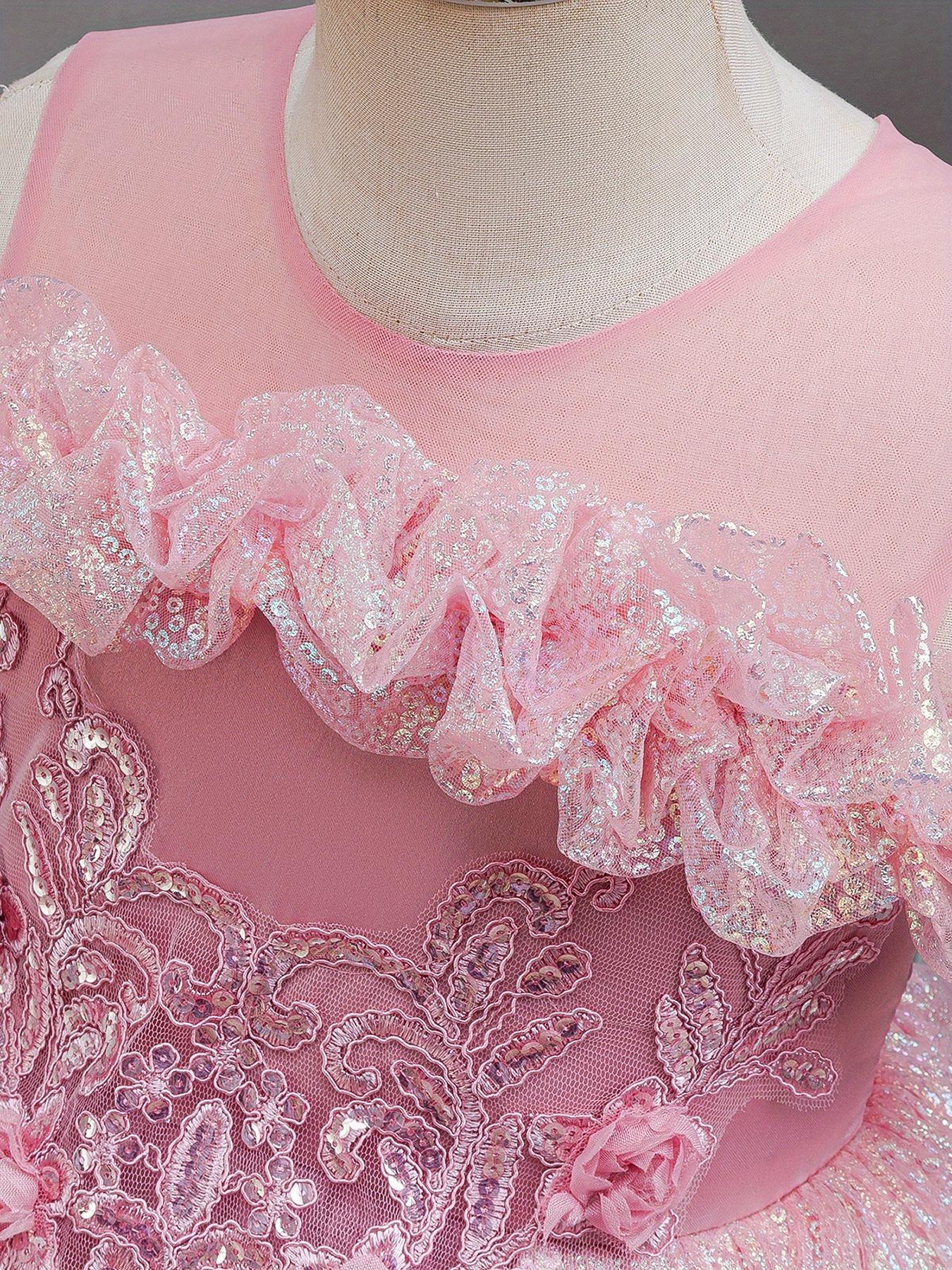 Girls' Elegant Princess Dress with Sparkling tutu & net - Sleeveless Mid-Length Recital Dress Birthday Party Outfit, Nutcracker - Hand Washable Gown all-Season Wear ( & Little Girls)