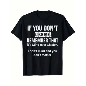 [Mind Over Matter T-Shirt] High Elasticity Cotton Men's "Mind Over Matter" Graphic T-Shirt | Loose Fit Short Sleeve Round Neck For Casual & Sports Wear, Spring/Fall Streetwear Essential, Durable Fabric, PLUS SIZE