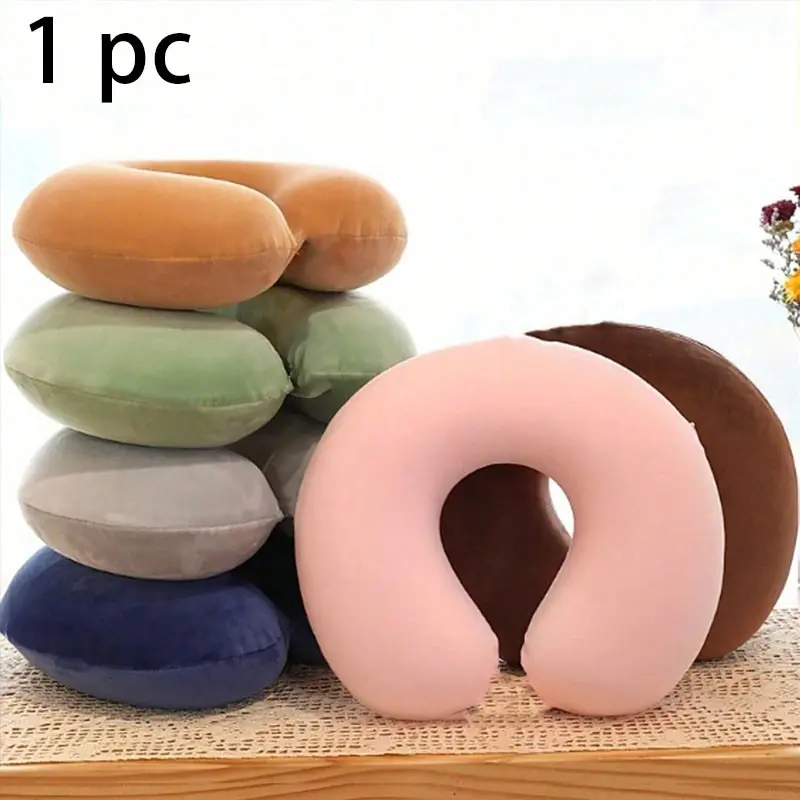 Pure Color U-Shape Travel Pillow, Comfortable Neck Pillow for Travel, Home, Office, Train, Car, Camping, Plane, RV, Portable Adult Pillow