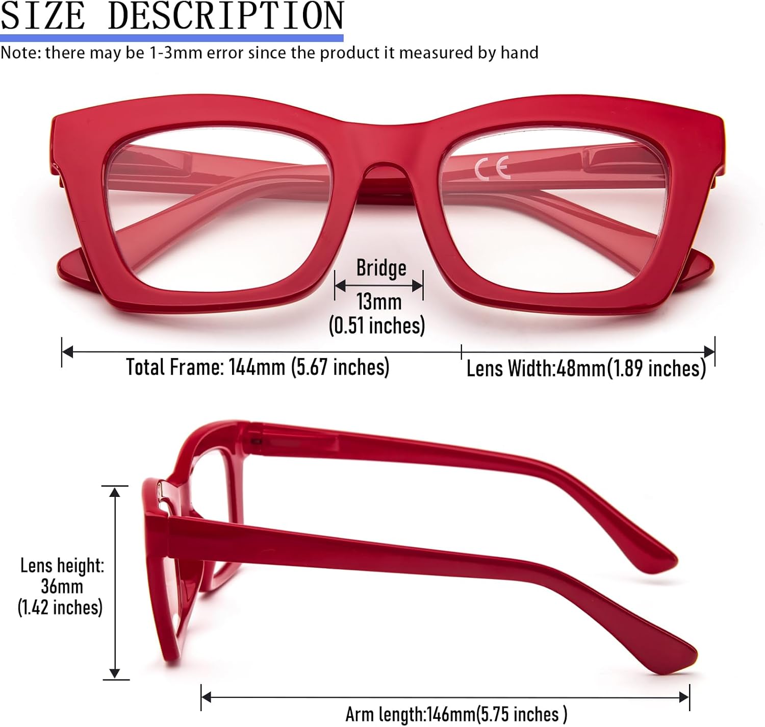 Oprah Style Reading Glasses for Women, Blue Light Blocking Cute Oversized Square Computer Readers Spring Hinge