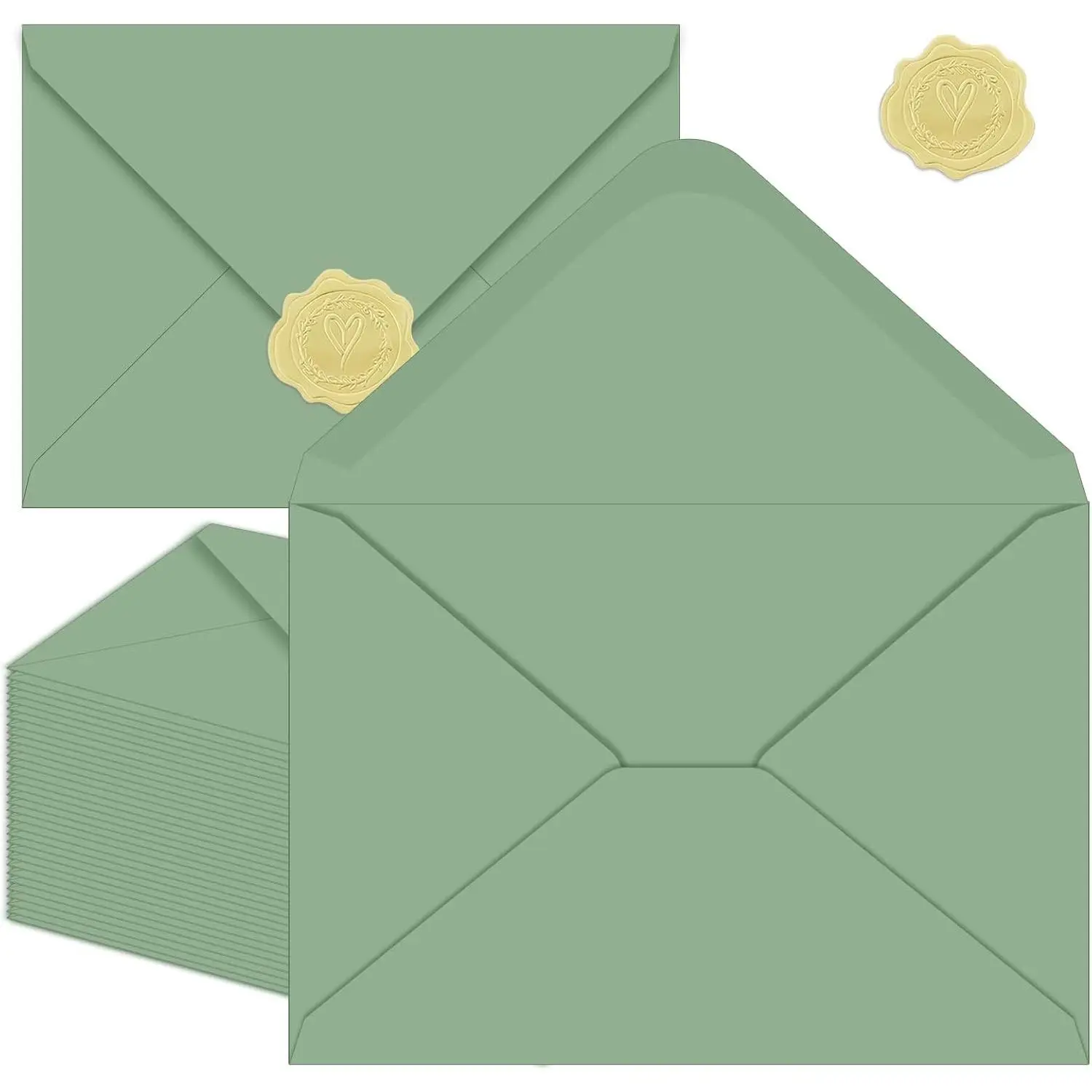 50 Pack 4x6 Envelopes Green A4 Envelopes for Invitations envelope with sticker, Printable, Self Seal for Weddings, Invitations, Photos, Postcards, Greeting Cards, Mailing（sage-green）