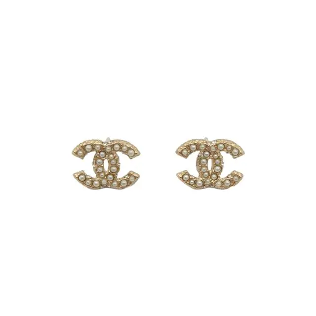 Pre-owned CHANEL 20V Pearl Double C Earrings AlloyP236068640