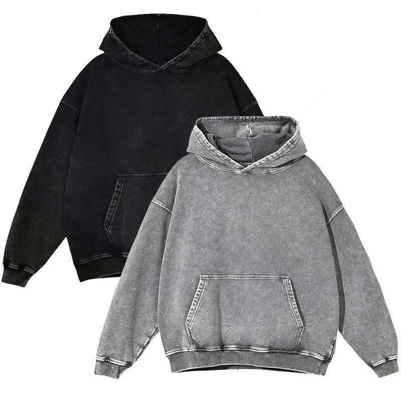 2 Pack Acid  Wash Hoodie Oversized Vintage Hoodie Unisex Heavy Weight Hoodie Distress Hoodies for Men Women Couples