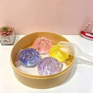 4pcs Mini Glitter Dumpling Stress Relief Toys, Colorful Sensory Fidget Toys, Soft Slow-Rebound Unisex Gifts for Parties & Holidays