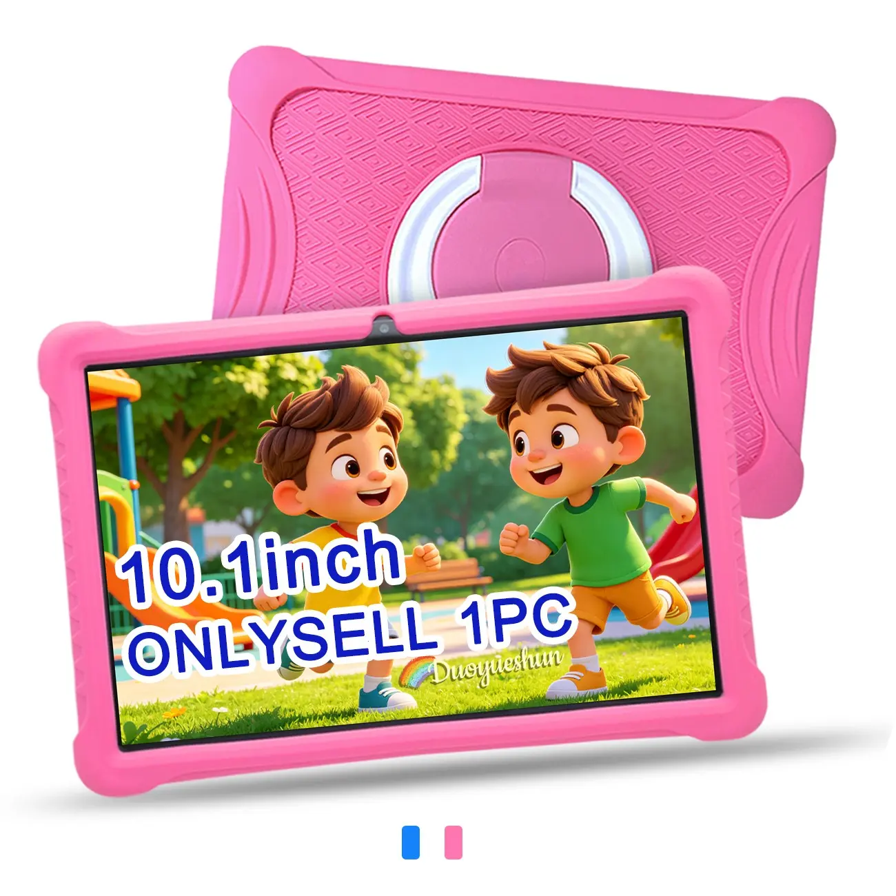 New Design Portable Tablet for Students & Kids | 10.1" Touchscreen | 5G WiFi + Dual Camera | Shockproof Case + HD Screen | Educational & Entertainment | Perfect for Office Study (Blue/Pink)