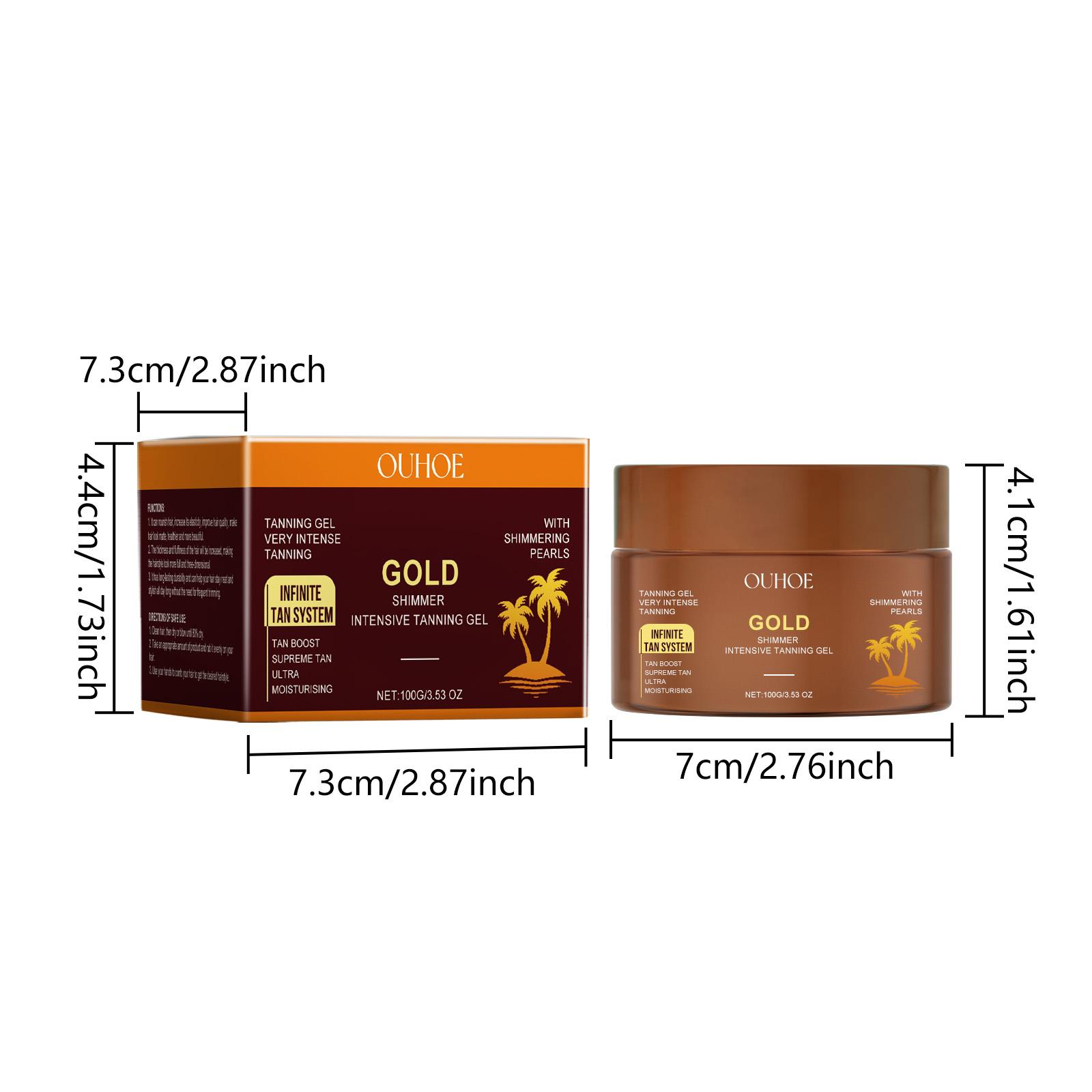 OUHOE Gold Shimmer Tanning Gel, Sunflower & Calendula Herbal Protection, 10-Min Quick Dry, Reduces Sun Damage, Lasting Gold Luster for Radiant Skin, All Skin Types Intensive Hydrating sunscreen self dark tanglow bronzing agent balm