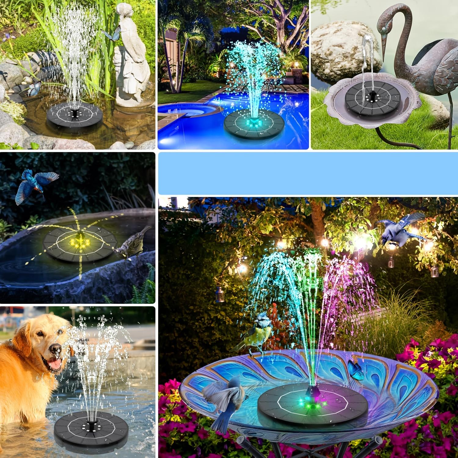3.5W Solar Bird Bath Fountain with LED Lights, 2-in-1 Auto Color-Changing Water Pump for Garden, Pond, Patio, Kids Outdoor Toy, Bird Attracting Decor, IPX8 Waterproof, Tool-Free Setup