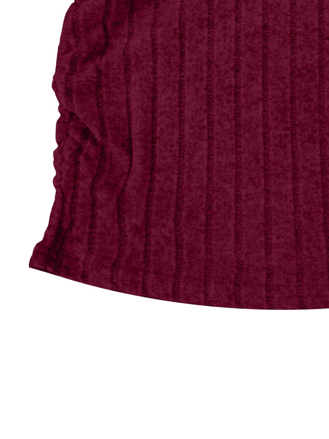 Ribbed Bodycon Dress One Shoulder Asymmetrical Mini Dress Off Shoulder Long Sleeve Sexy Knit Slim Fit Stretch Ruched Clubwear Evening Night Out Party Wear Elegant Figure Hugging Trendy Womens Autumn Winter Wine Red Mini Dress