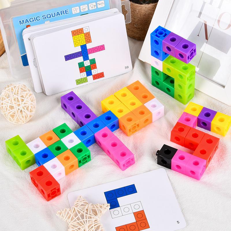 Colorful Cube Puzzle Toy, 60 Pcs/Set Intelligent Cube Puzzle with 30 Pcs Double-Sided Activity Cards, Logical Thinking Training Toy, Shape Recognition Puzzles #GLOBAL PICKS