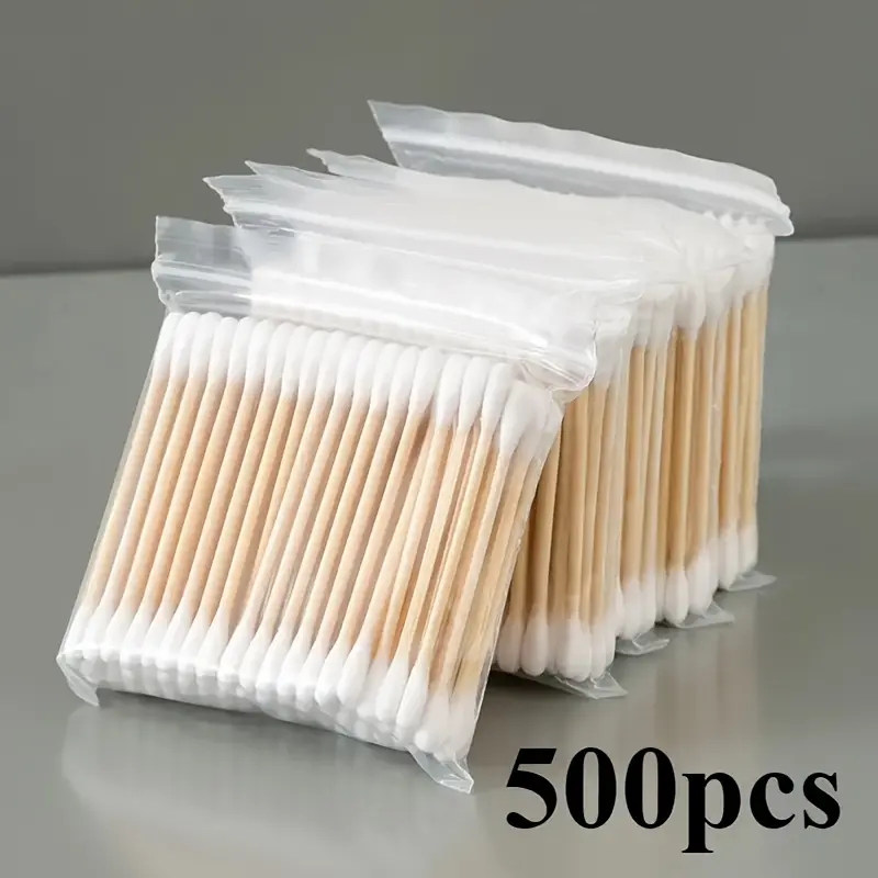 500Pcs Double-ended Cotton Swabs, Fragrance-Free Hypoallergenic Disposable Cotton Buds for Ear Cleaning & Makeup Application, Multi-purpose Personal Care Supplies