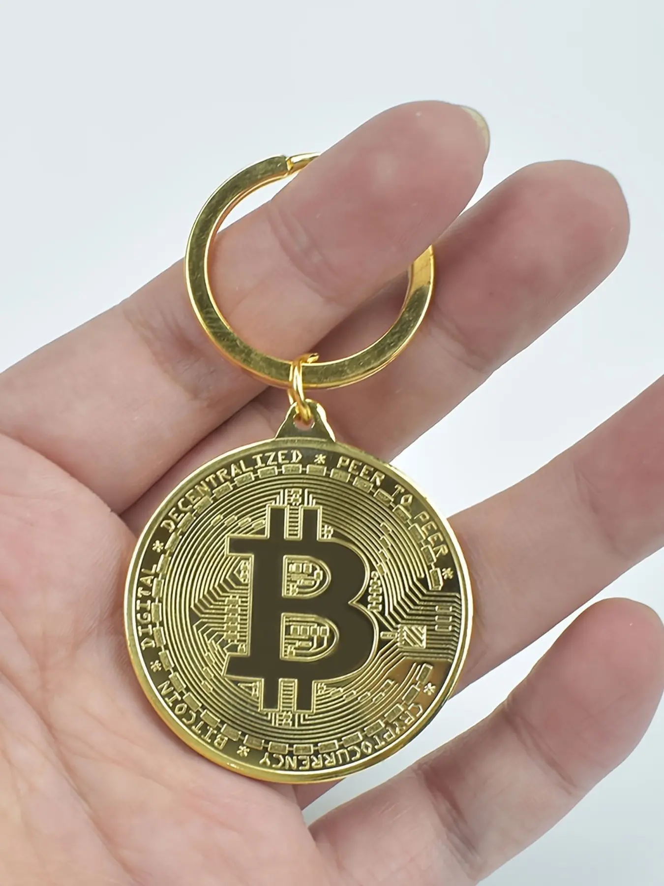 1/20pcs Bitcoin Metal Keychain, Men'S Collectible Bitcoin