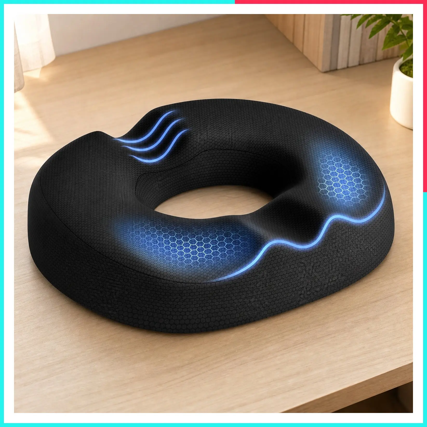 Donut Pillow Seat Cushion for Tailbone Pain & Hemorrhoid Relief with Pressure Relief Hole and Thigh Slope Design, Postpartum & Post Surgery Sitting Support for Office & Home