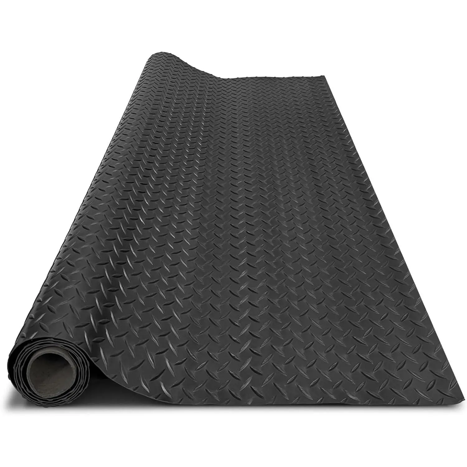 4x8FT Garage Floor Mat, 2.8mm Thickened Flooring Roll for Under , Golf Cart Parking Mat,  Plate PVC Rubber  Mat, Non-Slip Floor Protector for Garage Warehouse , Black