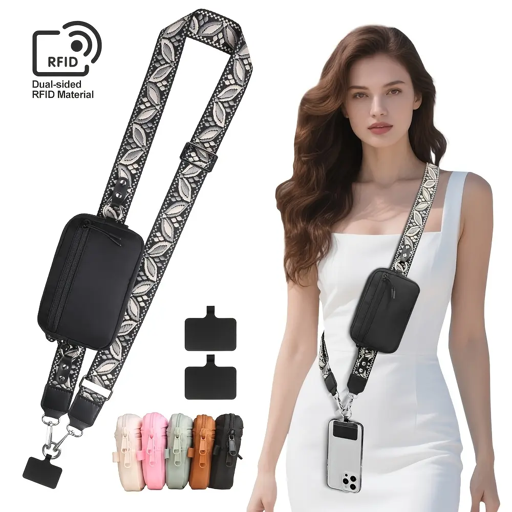 messenger bag, embroidered flower bag with/adjustable/multi-function/mobile phone lanyard/mobile phone wallet with zipper, suitable for all-inclusive mobile phone case, can hold various cards/light/daily/city/commute/travel bags, unisex