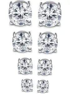 Magnetic Earrings for Men & Women, Shiny Round Cubic Zirconia Studs, Hypoallergenic Stainless Steel, Perfect for All Seasons