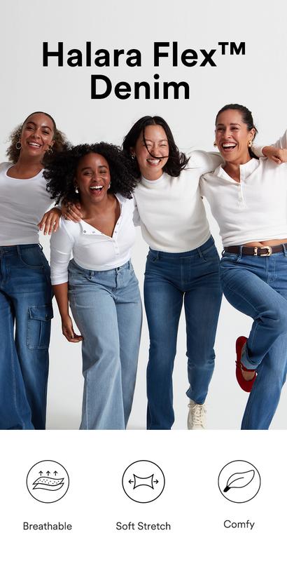 Halara Flex High Waisted Multiple Pockets Straight Leg Washed Stretchy Knit Casual Jeans#TikTokShopBacktoSchool