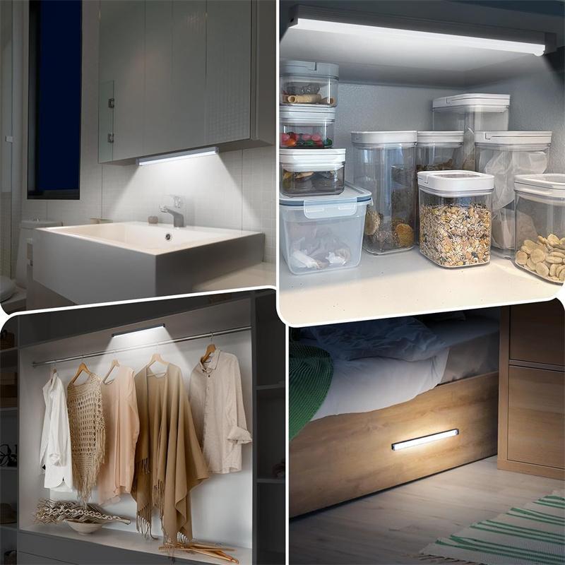 6-Piece LED Motion Sensor Strip Light, USB Rechargeable Adjustable Indoor Lighting, Ideal for Closet, Cabinet, Kitchen, Desk, Nightlight, Hallway, Stairs, Closet Lights