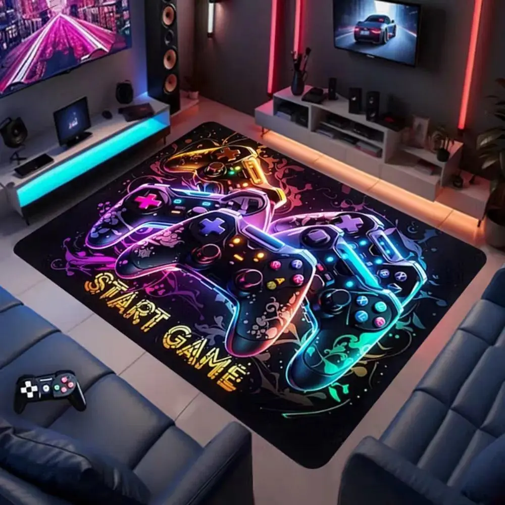 Boys Room Large Gaming Rug Man Cave 3D Game Carpet Controller Design Children's Crawling Play Floor Mat Home Bedroom Decor Rugs