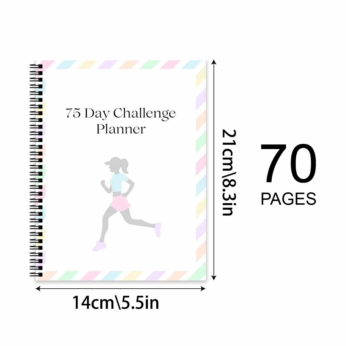 75-day Challenge Planner, 1pc Running Themed Planner Notebook, Personal Organizer for Home Office School, Weekly Planner, Productivity Planner, Spiral Bound Planner, Planner Calendar, Office Stationery & Supplies