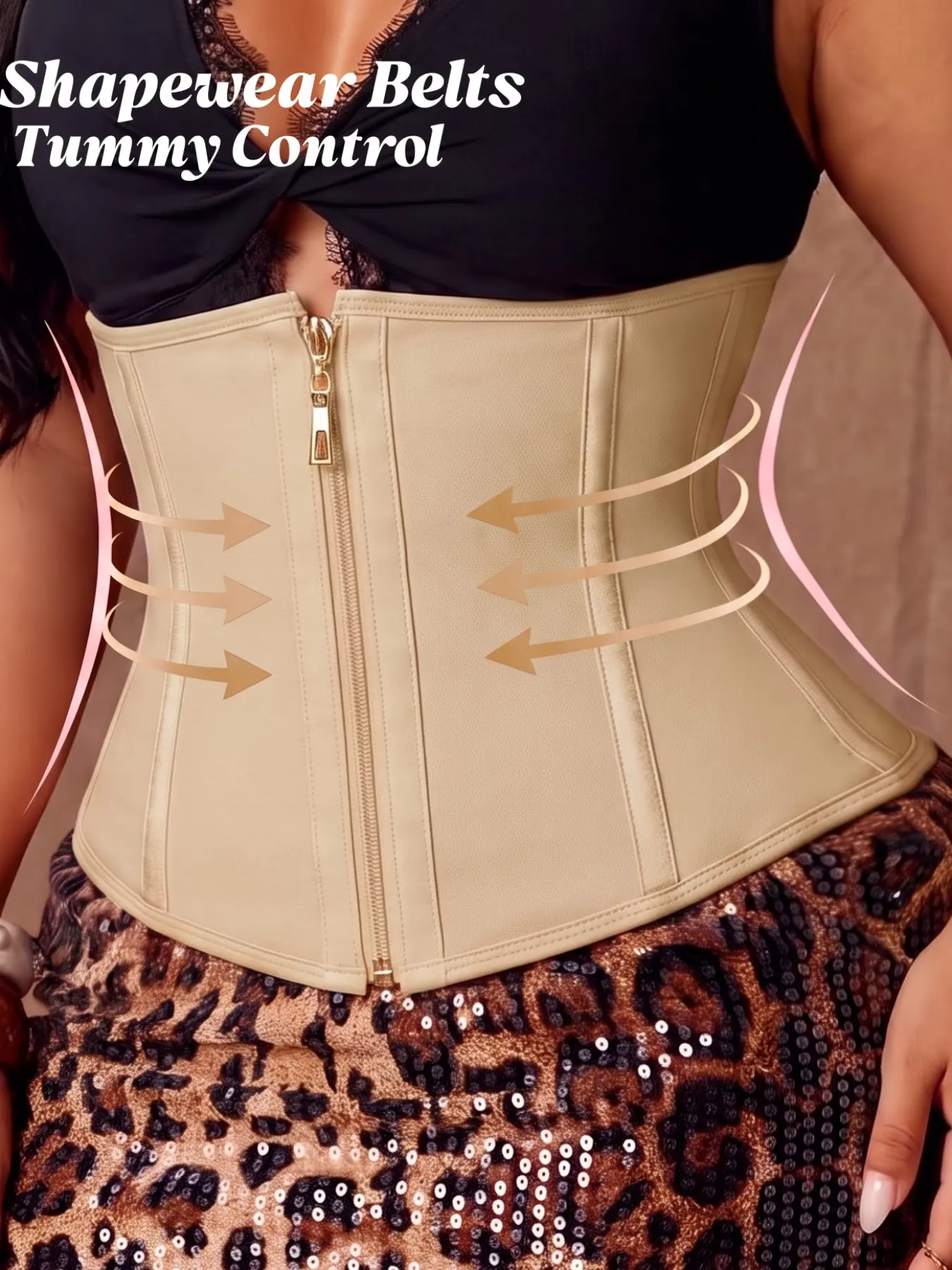 1 Count Women's Contouring Boned Waist Cincher, Fajas, Double Closure Gold Zipper & Hook Shapewear Belts, Tummy Control Waist Trainer, Smooth Classic Corset, Comfortable Breathable Support Girdle, Perfect For Sports & All Kinds Of Fitness Activities