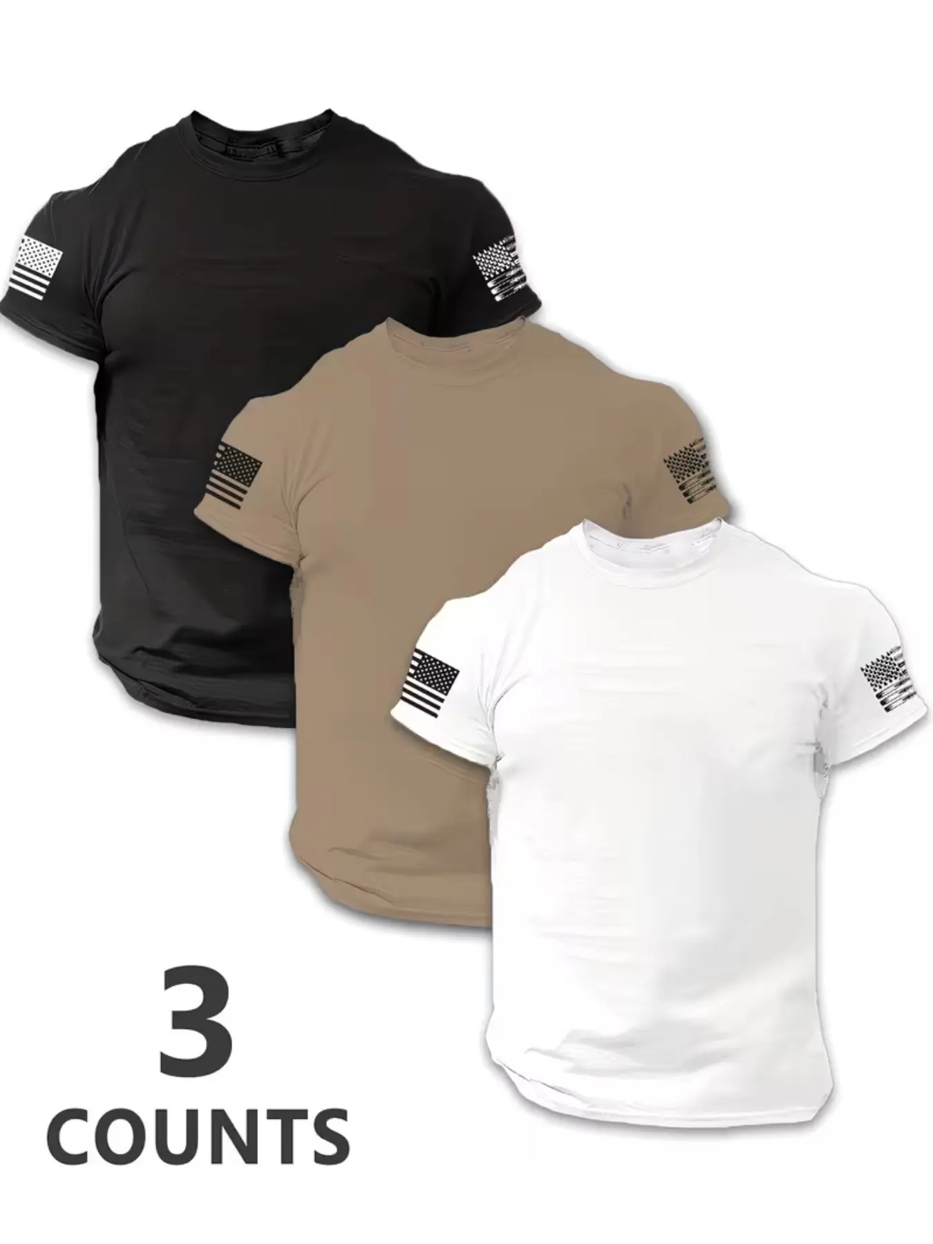 3-Pack Men's Letter Print Collared Short Sleeve T-Shirts, Lightweight Breathable Summer Wear, Casual Travel & Daily Fashion