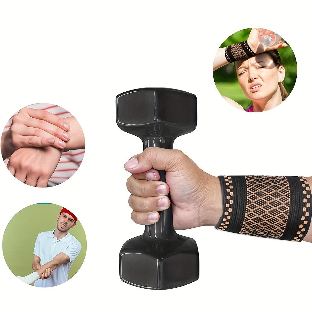 4-piece copper-colored wrist compression bracelets, soft wrist support bands, suitable for support during sports, fitness, and typing