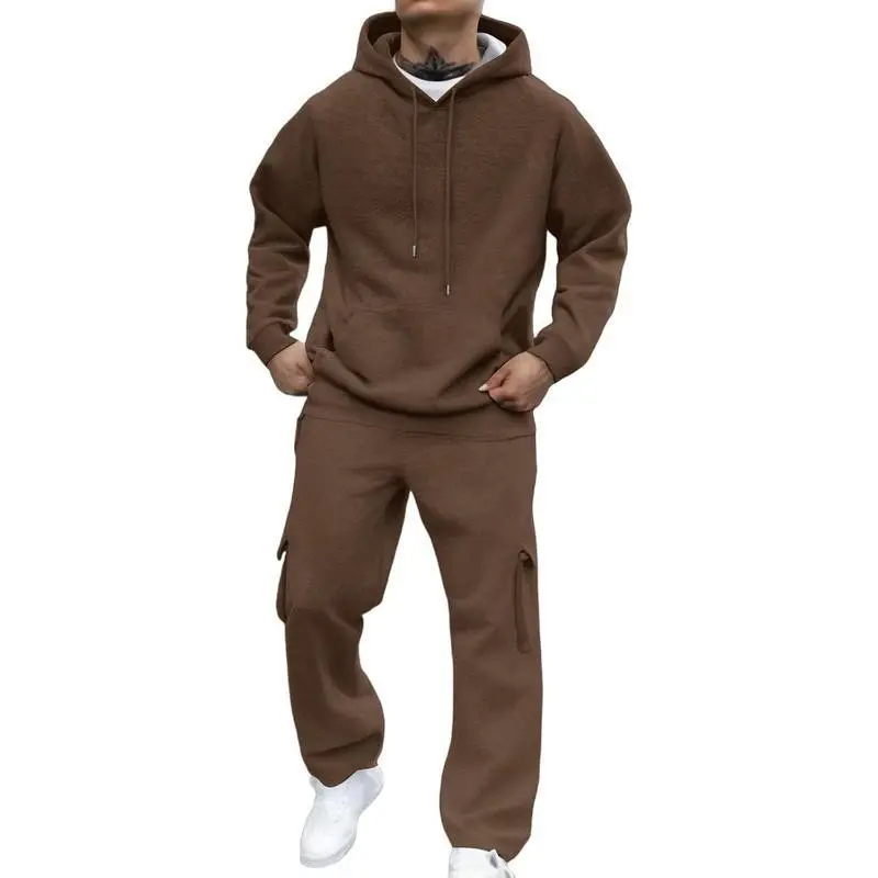 Men's sports set 2-piece wool hooded sweatshirt and work pants sports set jogging set