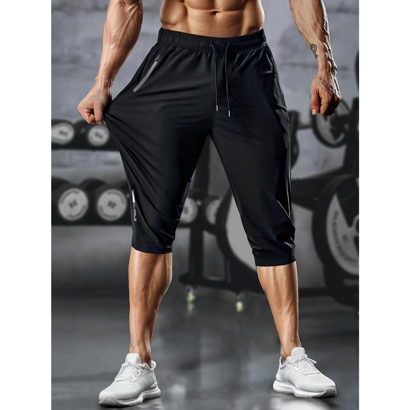 Male Normal Type Solid Synthetics High Elastic Gym Joggers - 7-Minute Sports Design, Drawstring Waist, Secure Zip Pockets, Breathable Quick Dry Line Dry Fabric, Ideal for Gym Workouts & Everyday Casual Wear