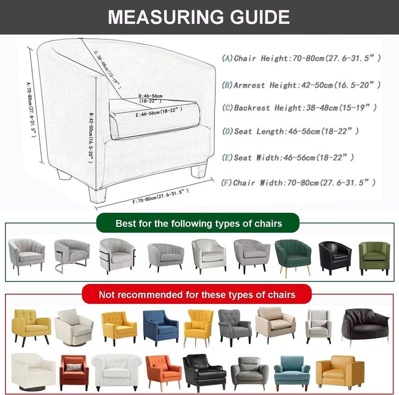 Club Chair Slipcover Jacquard Tub Chair Cover Stretch Armchair Covers Sofa Cover Furniture Protector for Living Room (A51)