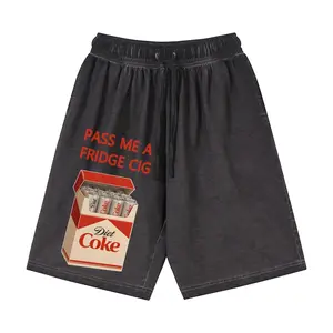 Unisex PASS ME A FRIDGE CIG Prank Coke Cigarette Pack Graphic Gradient Washed Shorts Personalized Pattern Y2k Clothing Gradient Washed Shorts,Women's Clothing, Menswear, Vintage Style,Summer Casual Oversized