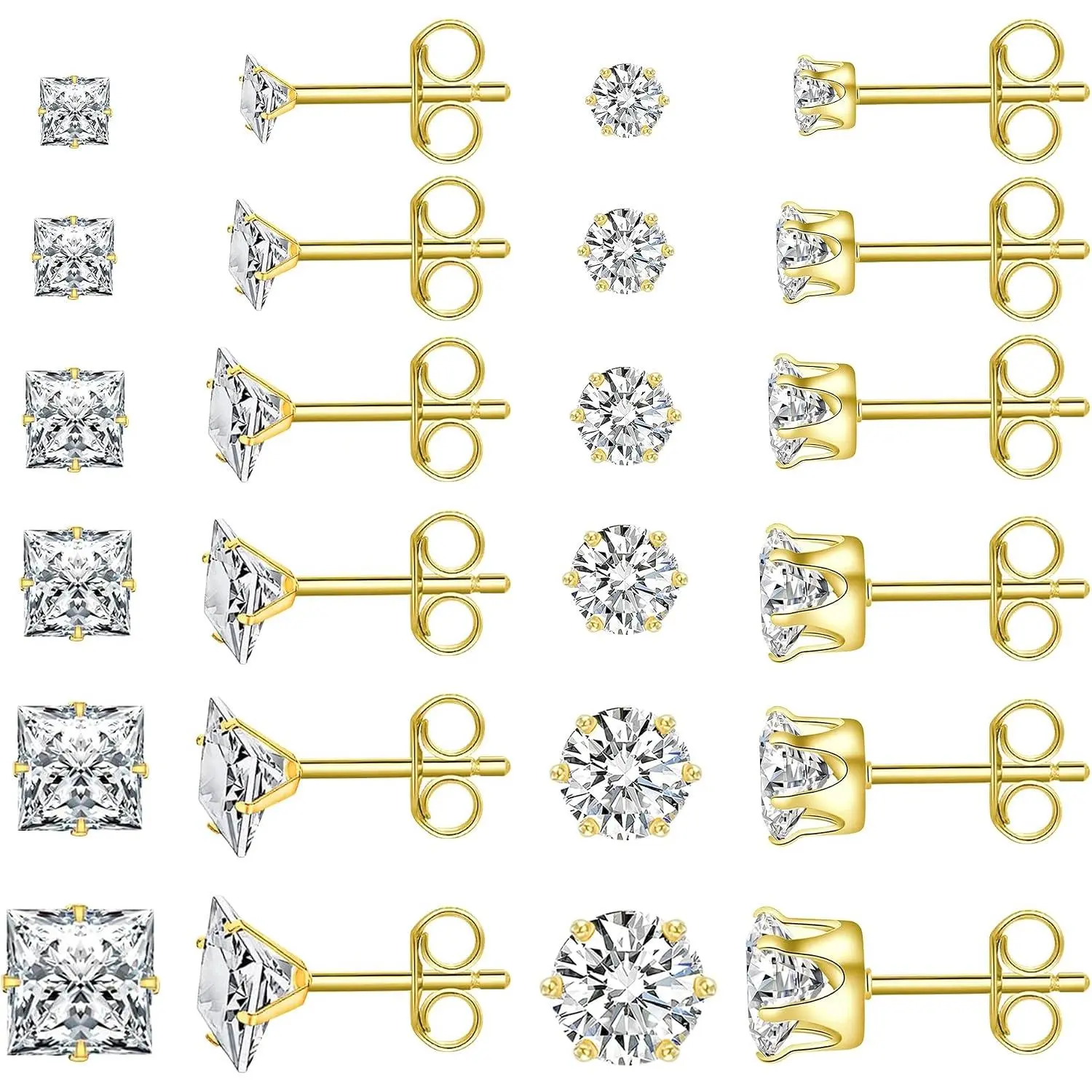 Stainless Steel Stud Earrings For Women Men Girls   Earrings Sets For Women  Cubic Zirconia Earrings Studs