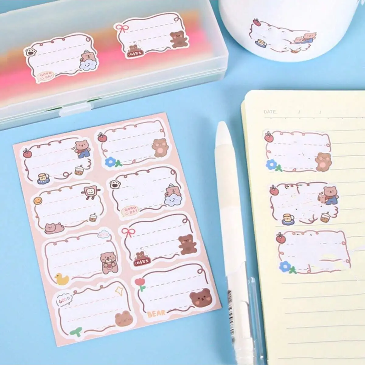 6 Sheets/48 Stickers Cute Self-Adhesive Cartoon Name Tags, Book Markers, Organizer Labels, Cartoon Symbol Stickers for Kids, Sticky Labels