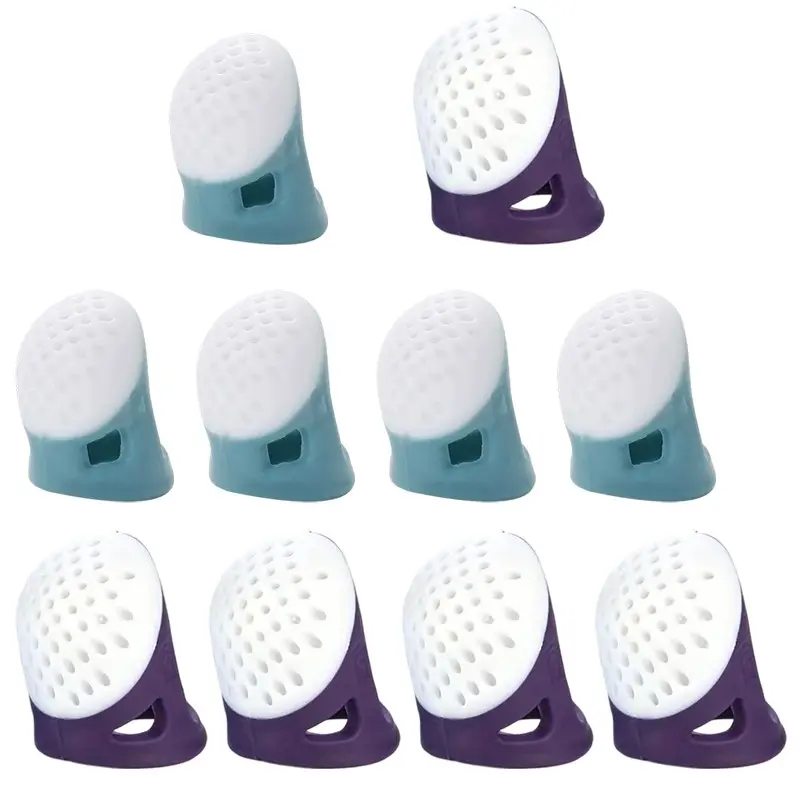 10PCS Non-Slip Thimble for Hand Sewing Set, Silicone Hand Protectors, Thimble Ring for Quilting Embroidery, Sewing Protective Accessory