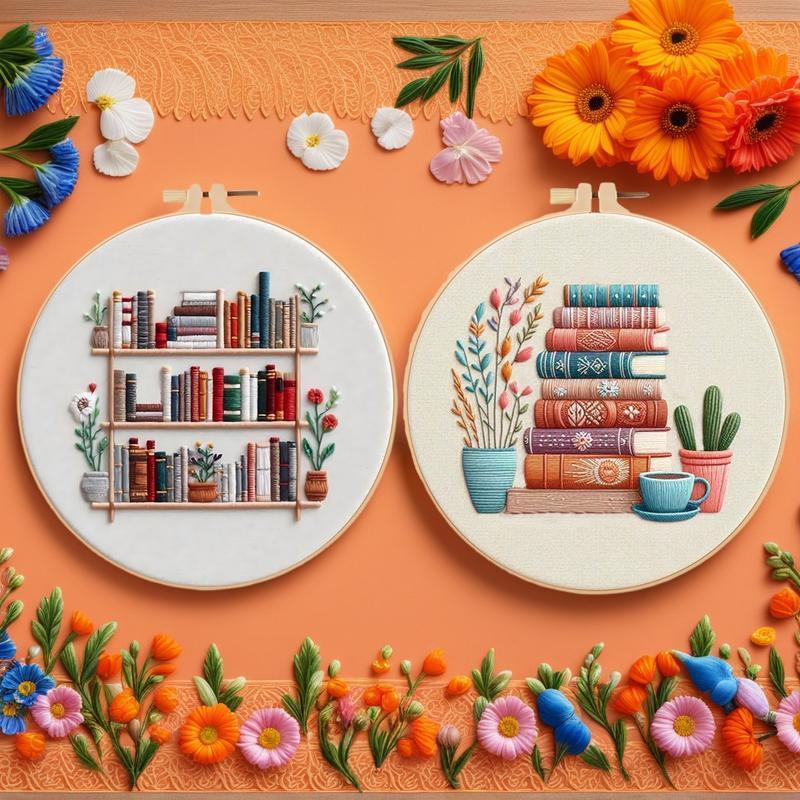 2026 New Style DIY Embroidery Kit for Beginners – Book & Potted Plant Cross Stitch Set with Full Supplies, TikTokShopBlackFriday Deal Thanksgiving