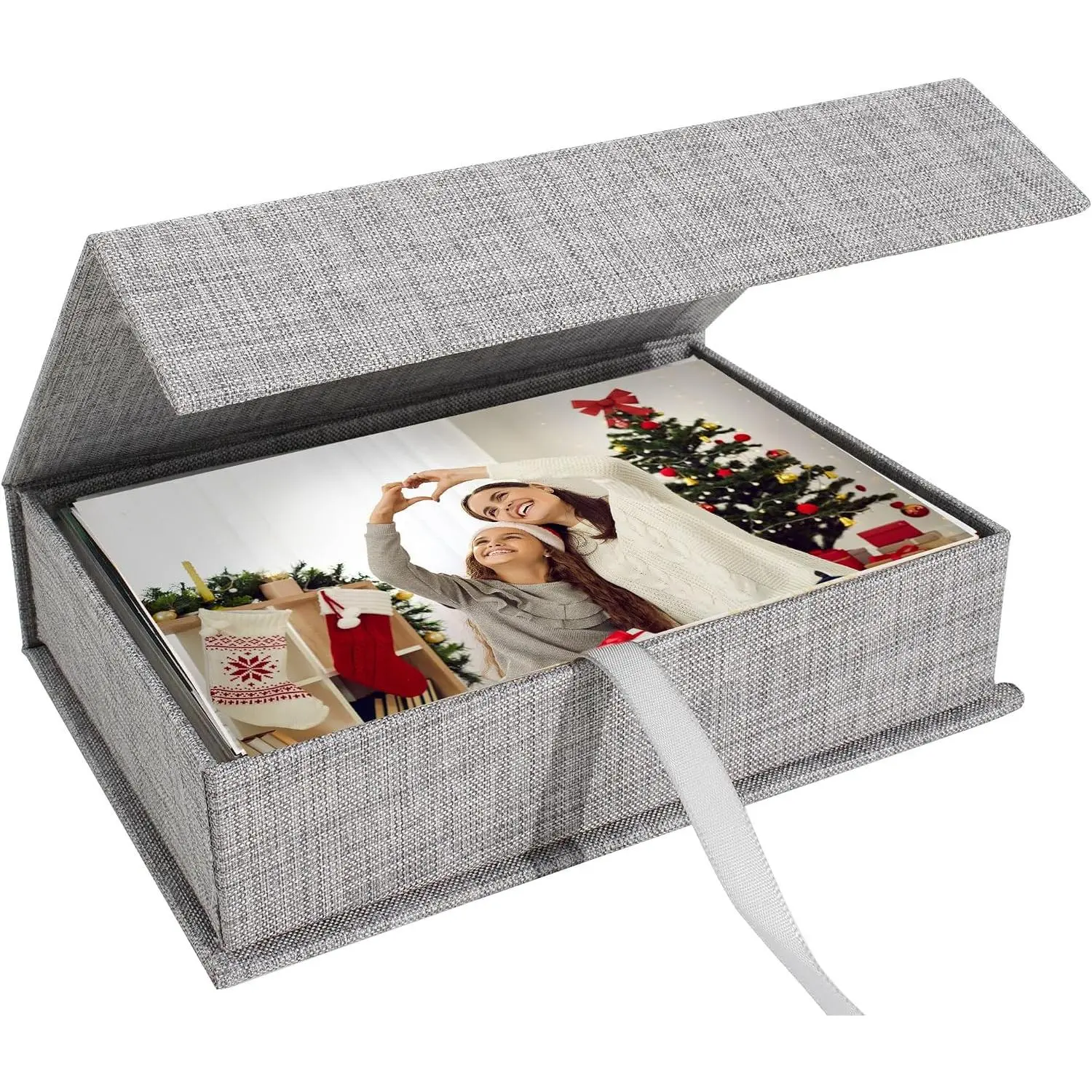 Photo Storage Box 4x6, Linen Photo Box, Memory Box  to Store Your Photo, Pictures, , Scrapbooking Supplies, Keepsakes and  Grey | Keepsakes and , Connected Lid, for Photos, , Scrapbooking Supplies