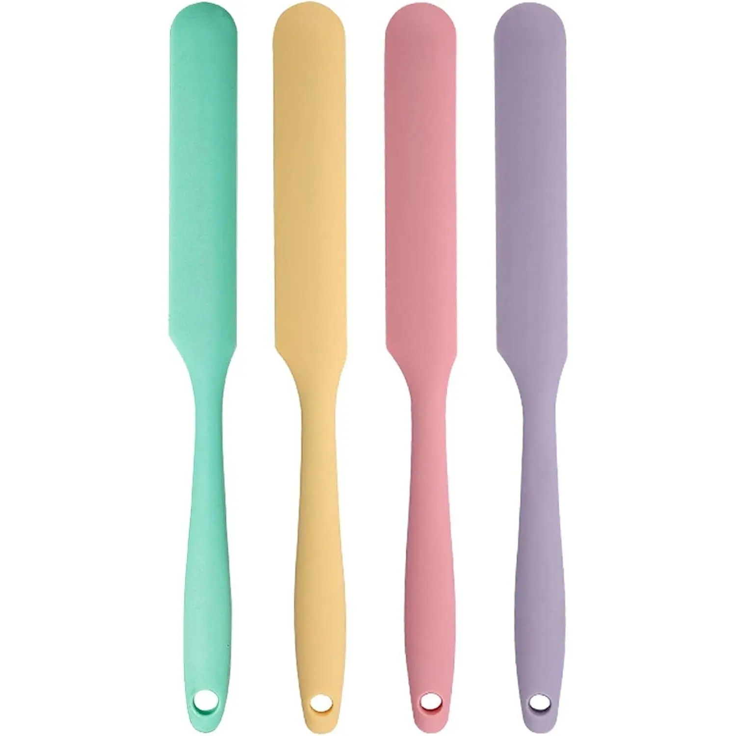 4 Pcs Silicone Jar Spatula Set, Long Handle Sourdough Scraper, Skinny Spatula for Jars, Bottles & Containers, Non-Stick Heat Resistant Cake Cream Spatulas