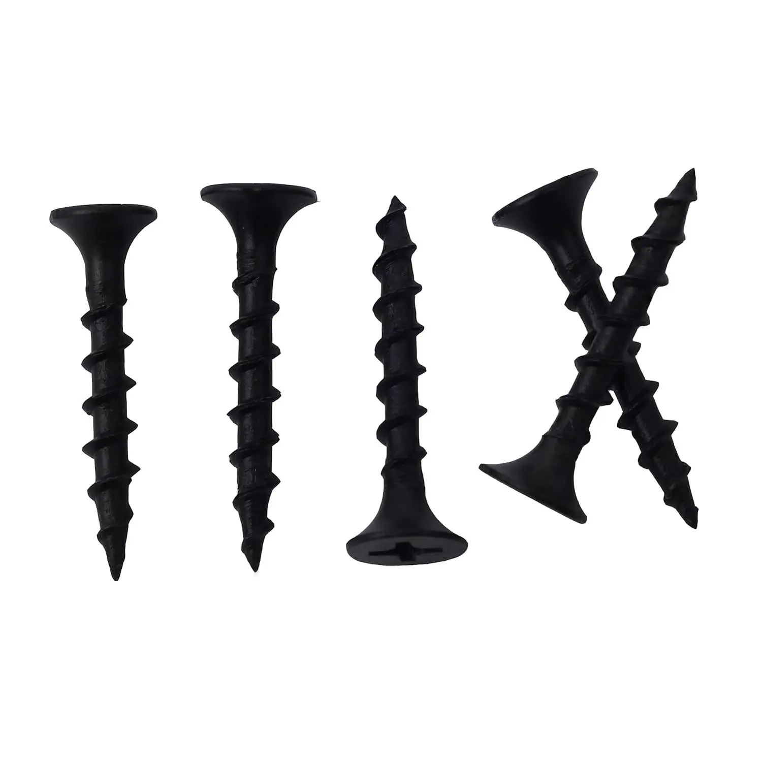 250 count #6 × 1" Coarse Thread Black Drywall Screws,  Screws | High Hardness 1022A Steel, Phillips Drive, Bugle , Rust-Resistant Phosphate Coating, for  & Plasterboard