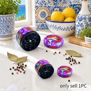 2inch 5cm Mini Manual Pepper Mill Peppercorn Dry Spice Grinder Purple Base Rainbow Lips Print Option Compact Kitchen Seasoning Tool Home Cooking Meal Prep