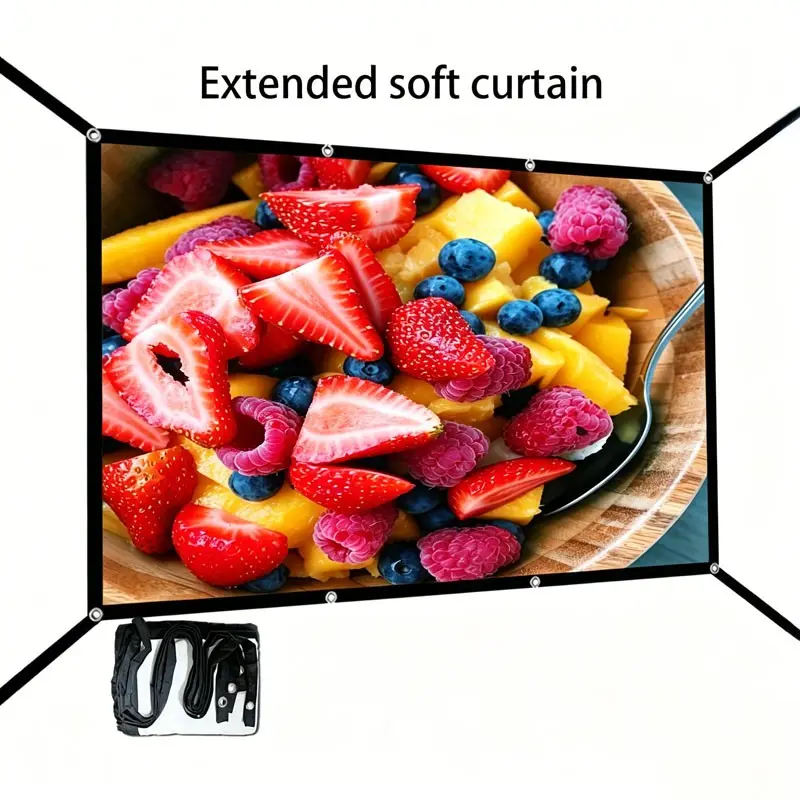 60-150 Inch Projection Screen, Thick High-Density Soft Cinema Projector Cloth, Free Hooks and Ropes, Easy Installation