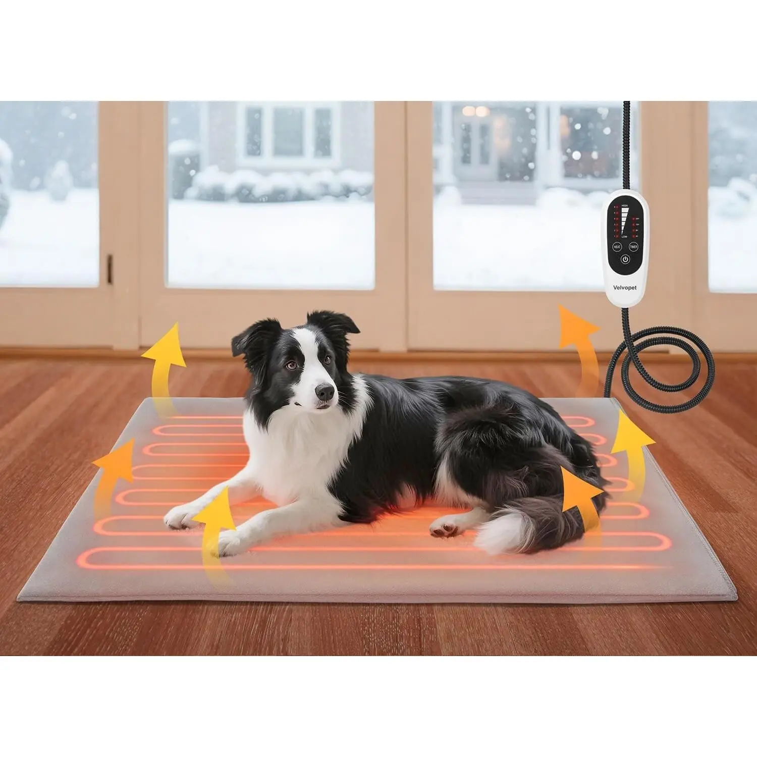 Pet Heating Pad for Cats & Small Dogs, 16"x28" Heated Mat with 4-Level Timer, 6-Level Temperature, Waterproof Design, Chew-Resistant Cord, Soft Washable Covers, Indoor Warming Solution, Soft Covers