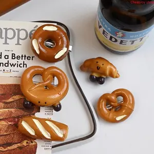 Cute Simulation Bread Alligator Hair Clip, realistic pretzel & baguette shaped premium side barrette, novelty food themed hair accessory for daily casual styling, kawaii outfit matching and birthday small gift options