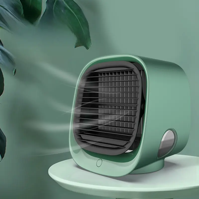 Portable Miniature Cordless Air Cooler - Desktop Household Sleep Aid Appliance with Moisturizing Function, USB Power, Negative Ions, Silent Operation, 10cmx10cmx15cm Size, Limescale & Mildew Odor Prevention for Relaxation & Stay Cool Needs, Tabletop