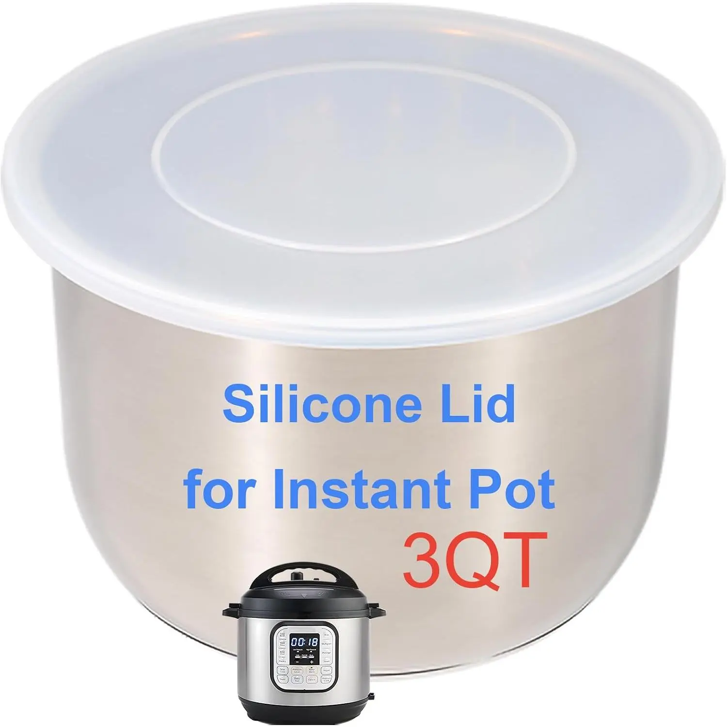 Lid for  3 QT, 8.1IN  Pot Cover for  3 Quart, Lid 3 qt for Instantpot,   Lid for Bowl &  Cover, Accessories for Instapot, Transparent White