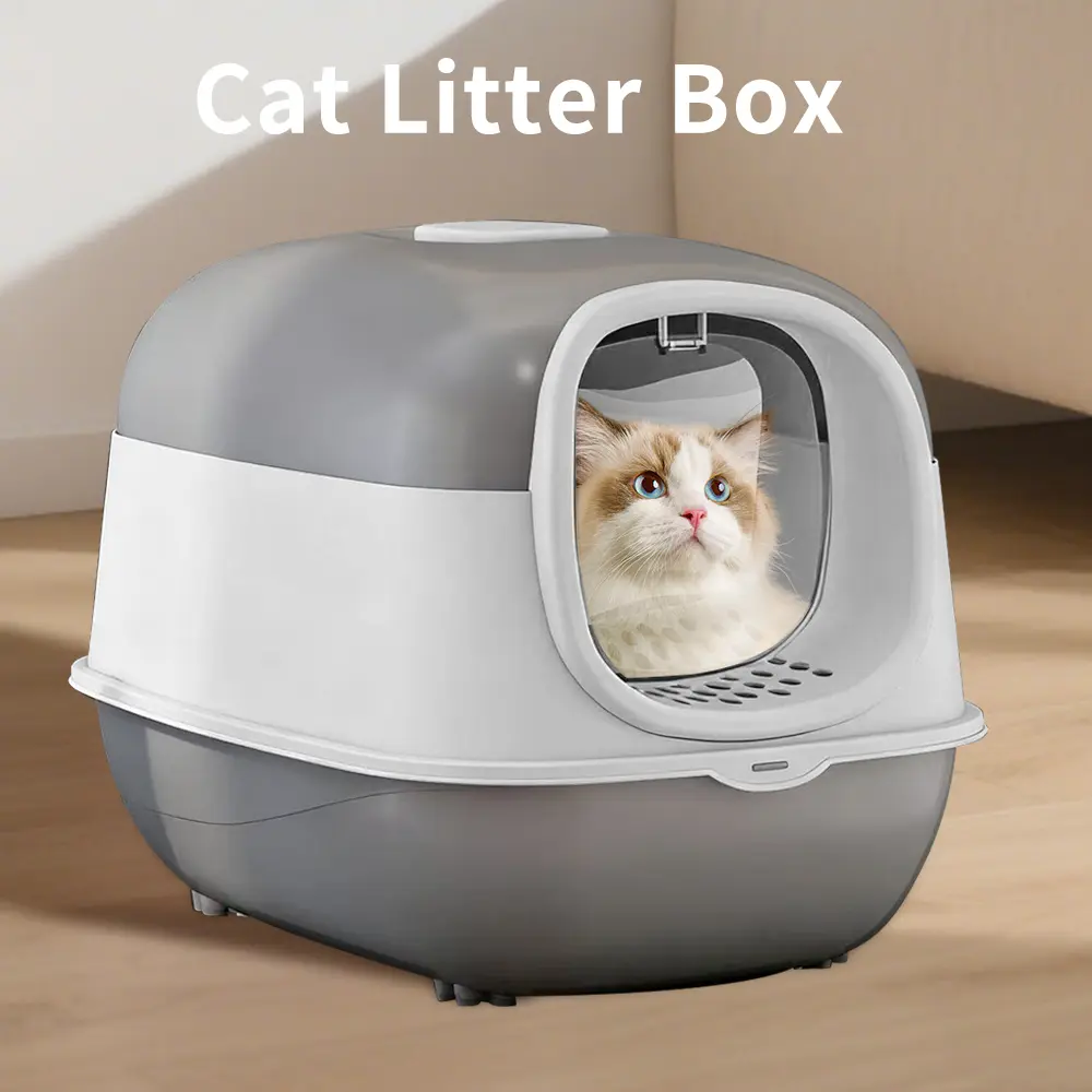 Fully Enclosed Cat Litter Box, Antibacterial Odor-Lock, Anti-Splashing Easy-Clean Pet Toilet for Kittens