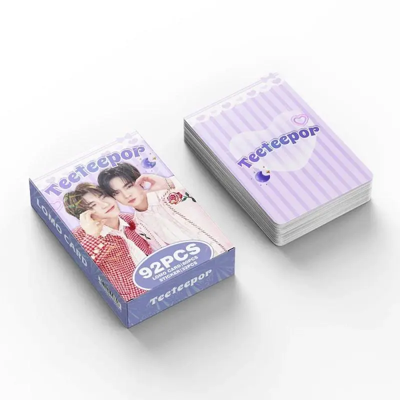 92PCS TeeTeePor Photocards with Mini Stickers Set Thai Actor Idol Lomo Cards for BL Drama Fans Collection