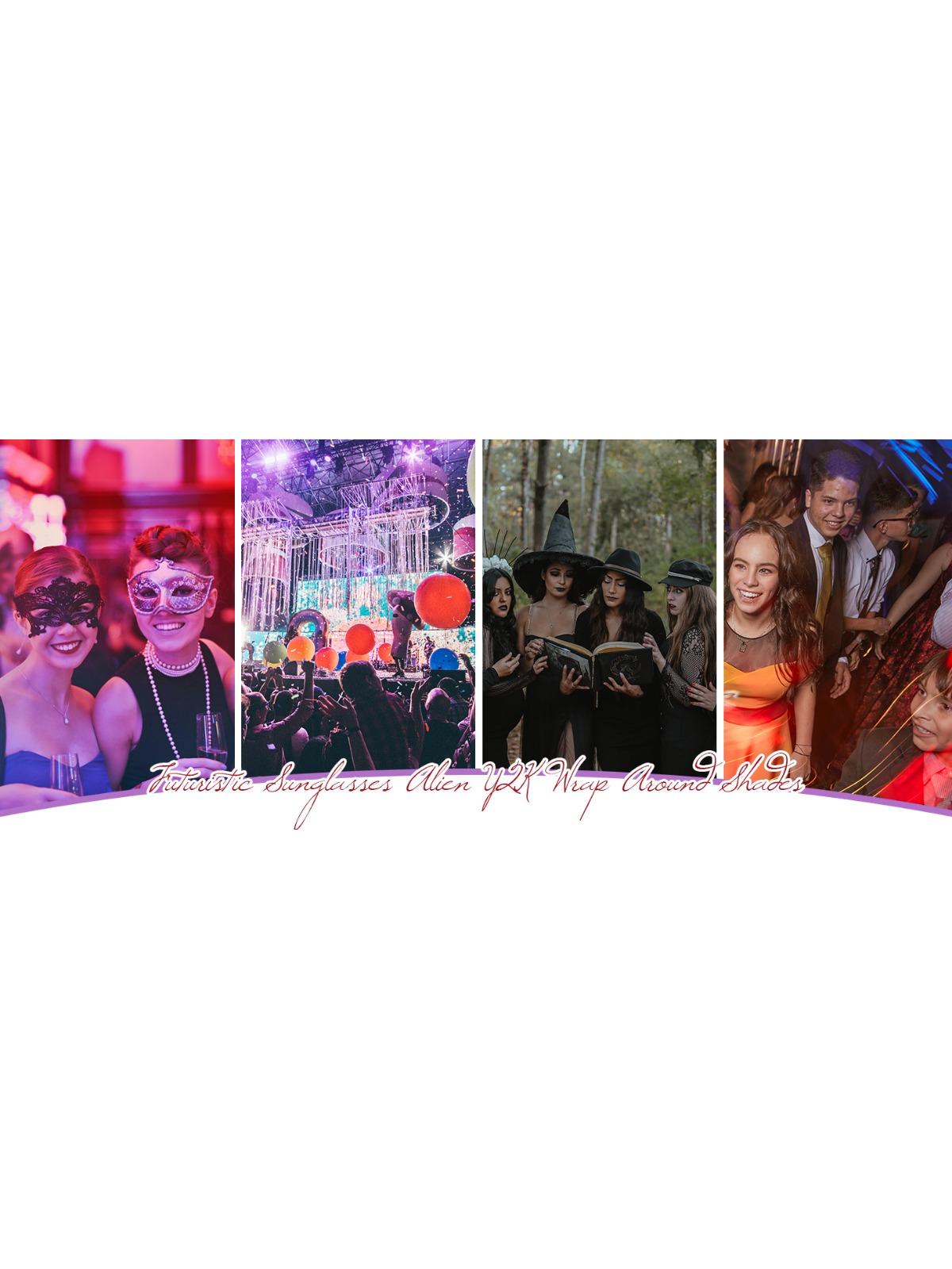 FEISEDY Futuristic Sunglasses, Fashion Alien Y2K Wrap Around for Women Men B4135