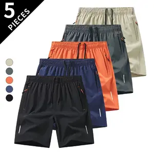 Men’s Quick-Dry Athletic Shorts for Workouts & Running, Elastic Waist with Drawstring, Summer Gym Shorts with Zipper Pockets
