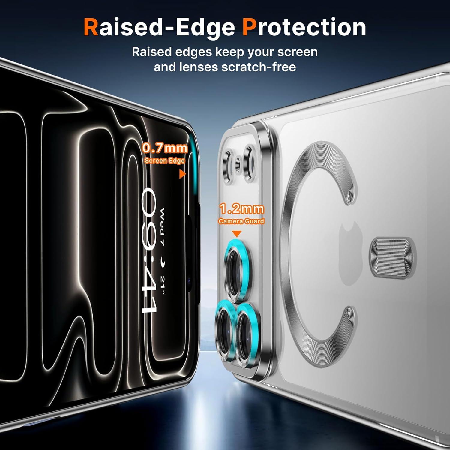 Luxury Magnetic Wireless Charge Plating Clear Phone Case for iPhone 17/16/15/14/13/12/11 Pro Max Plus Ultra-Compatible with Magsafe, Thin Soft TPU Shockproof Transparent Cover with Camera Lens Protector Film for iPhone 17 Pro Max