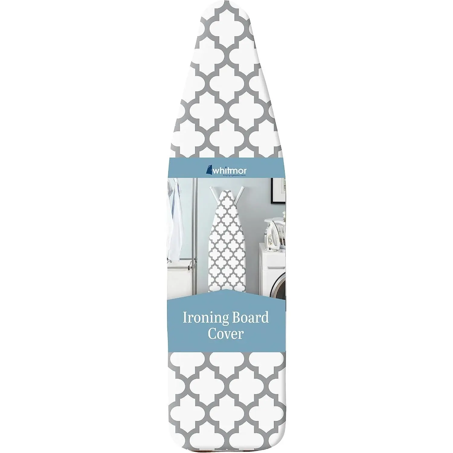 Deluxe Natural Thick Smooth Ironing Board Cover and Pad, Standard 15x54 in, 100% Cotton with 3mm Foam Padding, Scorch-Resistant, Elastic Edge & Drawstring Fastener, Medallion Grey