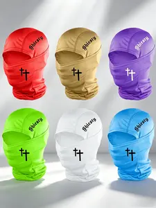 6pcs Unisex Letter and Cross Printing Balaclava Mask Neck Gaiter Headwear Breathable Ski Mask for Men Women Outdoor Sports Hiking Fishing Commuting Suitable for Daily Wear